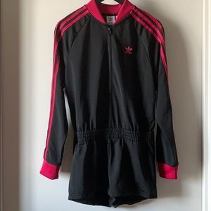 Adidas Triple Stripe Romper in Black & Pink
